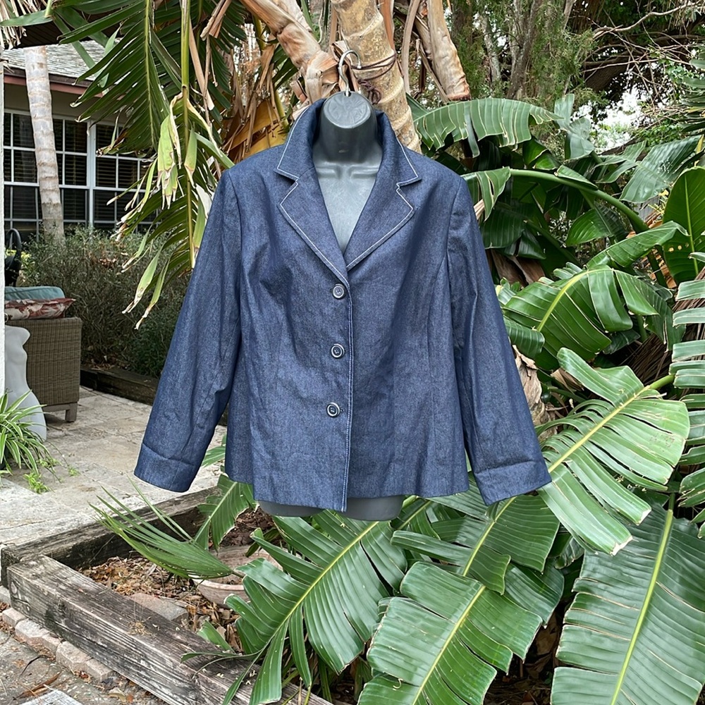 Jones, New York studio denim suit jacket